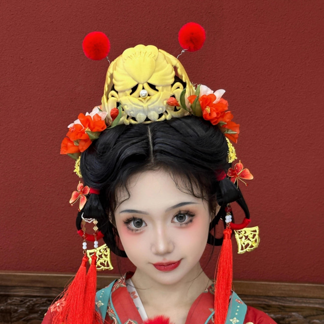 National Beauty Gradient Gold Hair Crown 3D Printed